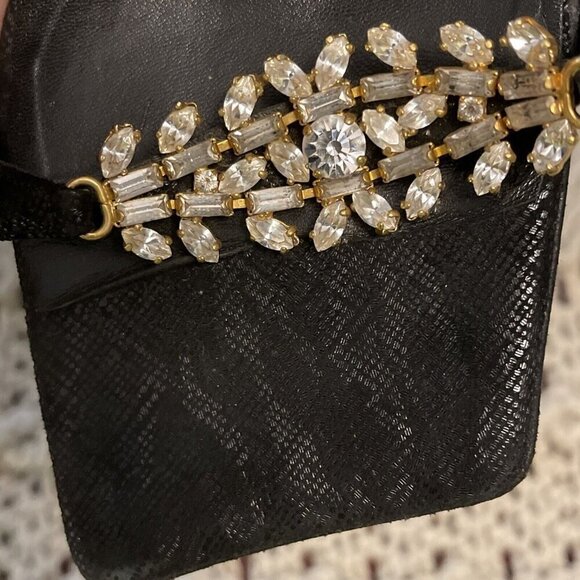 Marino Fabiani Sandals Women’s Sz38 Black Heels Rhinestone Accent.‎ W/defects on - Picture 6 of 15